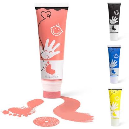 Baby Hand and Footprint Paint with Sponge Head, 2.54 fl oz, Non-Toxic & Acid-Free, Washable Baby Safe Paint for Newborn Keepsakes, Dog Nose & Paw Prints, Ideal New Mom Gift - Pink - color: Pink