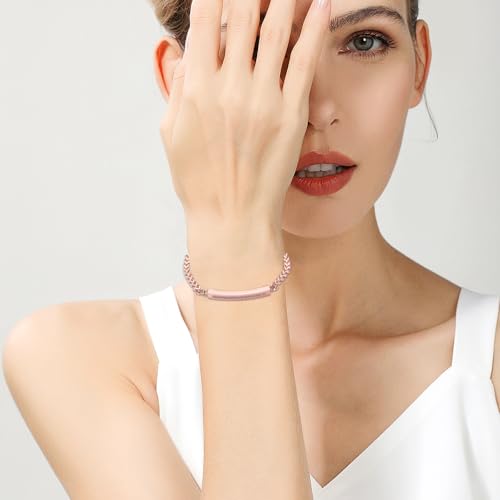 Cremation Urn Cuff Bracelet for Ashes Stainless Steel Crystal Cube Cremation Bangle Keepsake Ashes Jewelry - color: RoseGold