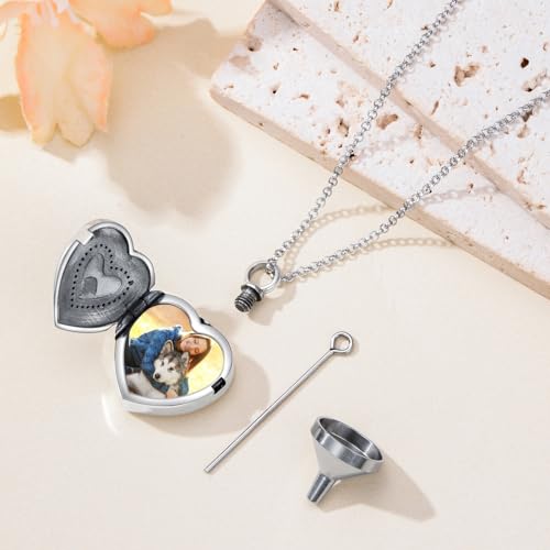PELOVNY Urn Necklaces for Ashes of Loved Ones 925 Sterling Silver Personalized Heart Locket Urn Necklace Cremation Keepsake Memorial Jewelry Gifts for Women Men - color: Paw Print Locket Urn