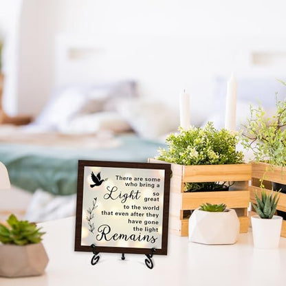 Sympathy Desk Decor Sign, Celebration Of Life Decorations, Desk Decor Signs For Home Bedroom, There Are Some Who Bring A Light Sign, Wooden Decoration With Stand -D01 - style: Brown WoodSign2