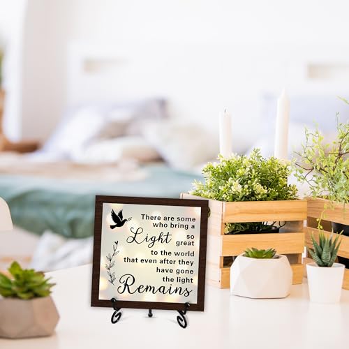 Sympathy Desk Decor Sign, Celebration Of Life Decorations, Desk Decor Signs For Home Bedroom, There Are Some Who Bring A Light Sign, Wooden Decoration With Stand -D01 - style: Brown WoodSign2