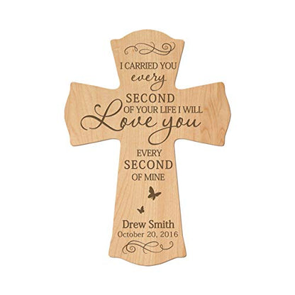 LifeSong Milestones Memorial Wooden Cross 8.5x11 I Carried You (Butterfly) Condolence Funeral Remembrance in Loving Memory Bereavement Gift for Loss of Loved One (Maple) - color: Maple