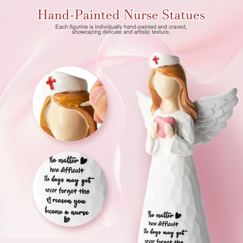 Angel Nurses Figurine for Women, Gifts for Nurse Women, 5.9" Resin Figurine Gift for Nursing Students, Graduates & Healthcare Professionals, Hand-Painted Statues, Birthday Mother's Day - color: White Nurse