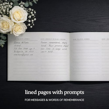 Kunitsa Co. Funeral Guest Book for Memorial Service – in Loving Memory (Navy Gray - Structured) - color: Navy Gray - Structured