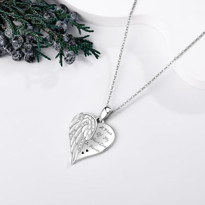 YFN Guardian Angel Wings Heart Necklace Sterling Silver Angel Wings Memorial Sympathy Jewelry for Women Girls Gifts - style: Sympathy Guardian Angel