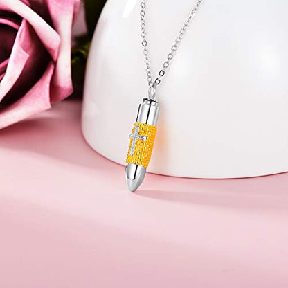 SOULMEET Cremation Jewelry for Ashes, Sterling Silver Urn Necklace for Ashes Women Men, Cherish Memories Cremation Jewelry to Keep Someone Near to You - color: H-2 Tones Bullet