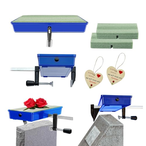 Headstone Flower Saddle, Cemetery Saddle for Tombstones 3–8" - 2 Pack - color: Blue, size: 3 to 8 inches