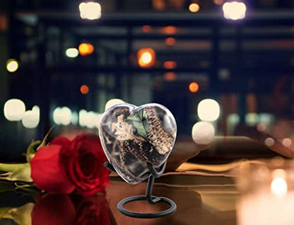 UrbanWoods Camouflage Heart Keepsake Urn for Ashes - Handcrafted Forest Memorial With Display Stand, Premium Case & Bag - Hunting Mini Urn