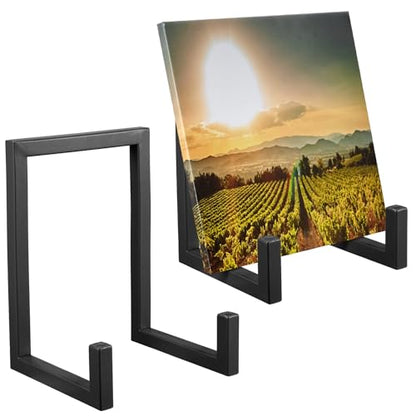 2 Pcs Large Plate Stands for Display Metal Frame Holder, Black, 6 Inch - color: Black, size: 6 Inch