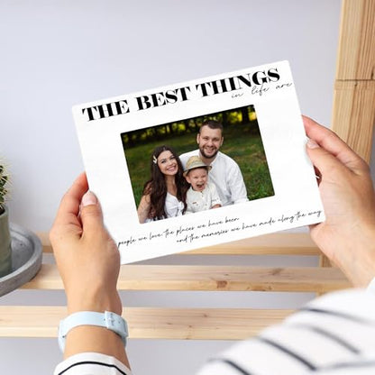 Inspirational Family White Picture Frame - The Best Things in Life are the People We Love - Wooden Picture Frame Fits 4x6 inches Photo For Home Room- Friendship/Birthday Gifts For Besties Friends -A01 - color: The Best Things...