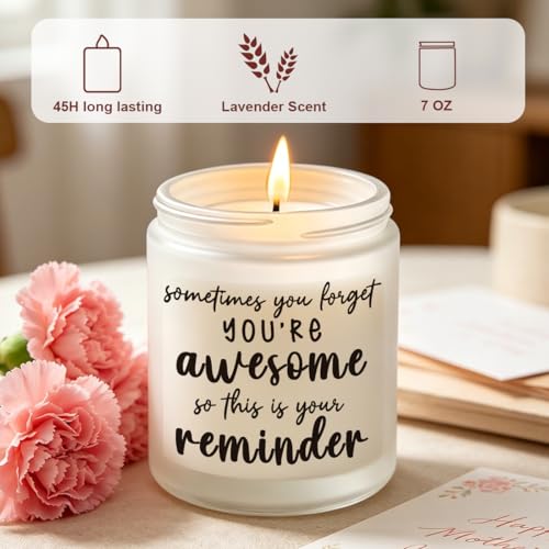 Appreciation Thank You Gifts for Women Self Care Relaxation Spa Gifts | Christmas Birthday Gifts for Women Sister Friend Her Wife Girlfriend Novelty Lavender Scented Soy Candle Gift - color: Reminder