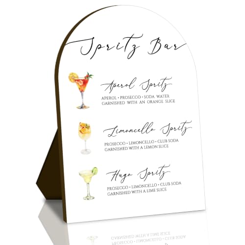 Hugo Spritz Cocktail Bar 7x10 Inches Wooden Sign, Wedding Baby Bridal Shower Table Decorations, Reception Ceremony Home Graduation Retirement Party Desk Decor - color: soda