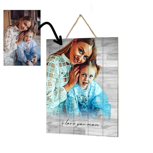 Custom Photo Printed on Wood Home Wall Decor Personalized Picture Frames - color: Pastel Design