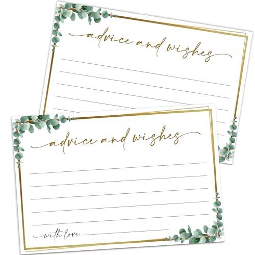 Advice and Wishes Cards – 50 Pcs Eucalyptus Perfect for the Bride and Groom, Baby Shower, Bridal Shower, Wedding Shower, Graduation Party, Retirement Party, Anniversary -A10 - color: Eucalyptus, size: Standard Cards