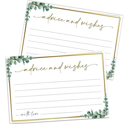 Advice and Wishes Cards – 50 Pcs Eucalyptus Perfect for the Bride and Groom, Baby Shower, Bridal Shower, Wedding Shower, Graduation Party, Retirement Party, Anniversary -A10 - color: Eucalyptus, size: Standard Cards
