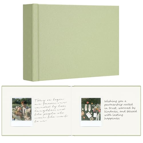 Vienrose Wedding Guest Book Journal for Polaroid, Wedding Registry Must Haves Things with 32 Blank Pages and Thick Paper, Linen Photo Album for Memory, Graduation, Dusty Sage Green - color: Dusty Sage Green