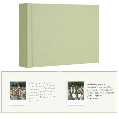 Vienrose Wedding Guest Book Journal for Polaroid, Wedding Registry Must Haves Things with 32 Blank Pages and Thick Paper, Linen Photo Album for Memory, Graduation, Dusty Sage Green - color: Dusty Sage Green