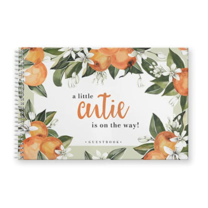 Canopy Street Hardcover Little Cutie Baby Shower Guestbook / 120 Lined Guest Signature Pages Inside / 5.5" x 8.5" Landscape Lay Flat Gender Neutral Guest Book/White Metal Spiral Binding - color: Little Cutie