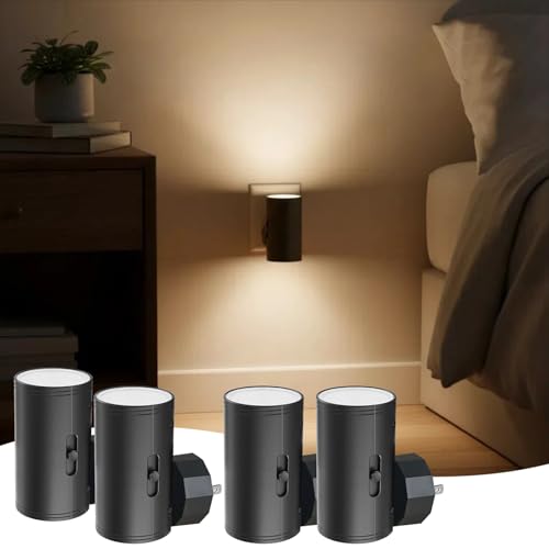 TSEXES 4 Pack LED Night Light Plug in,5-300LM Brightness Adjustable | Dusk to Dawn Sensor,Soft White 3000K, Dimmable for Kitchen Bathroom Bedroom Stairs - color: 3000K Soft White, size: 4 Pack