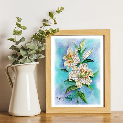 Sympathy Card, Pet Loss Memorial Card, Animal Sympathy, Thinking Of You for All Occassions, Quilling Card for Him, Her, Friend and Love (White Lily Sympathy) - color: White Lily Sympathy