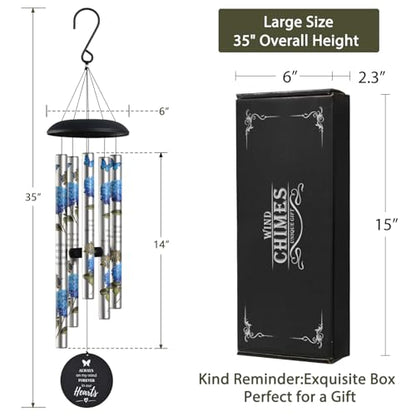 Suntimber Memorial Wind Chimes for Loss of Loved One,(BlueHydrangea,35") | Sympathy Gifts for Loss of Loved One Mother Father, Memorial Gifts in Memory of a Loved One