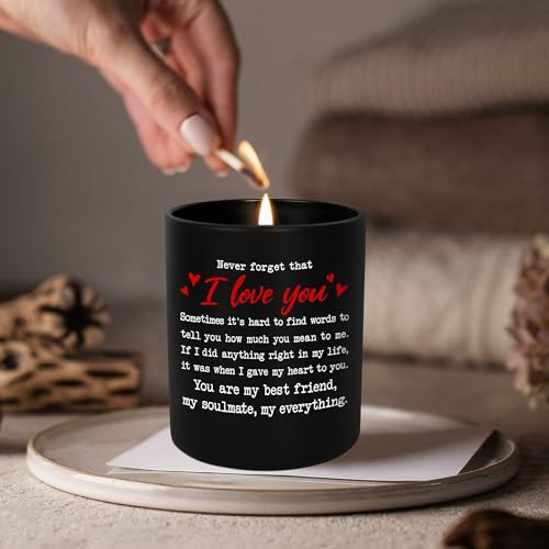 Anniversary Couple Gifts - Vanilla Lavender Candle 10 oz | Gifts for Him Her, I Love You Message, Long Lasting Burn, Soft Scented Glow, Glass Jar With Lid, Ready To Gift - color: I Love You