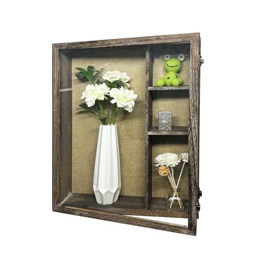 16x20 Blackout Box Frame with Polished Organic Glass, deep Blackout Box Frame with hinged Door, hinged Door, Available in 4/3 "Depth, Antique Wood Color (Antique Wood) - color: Antique Wood
