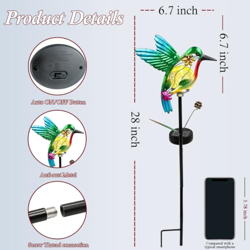 Solar Hummingbirds Garden Stake Lights for Outside 2 Pack - color: Orange-2 Pack