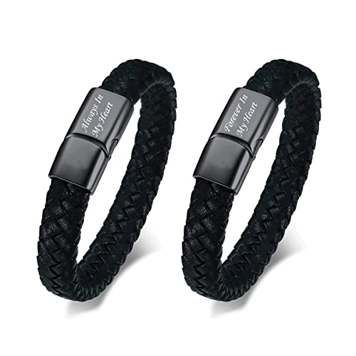 zeqingjw Cremation Memorial Urn Bracelet Made of Genuine Leather, Stainless Steel Cremation Bangle Keepsake Urn Bracelet for Ashes - color: 2PCS-20CM/7.87inch