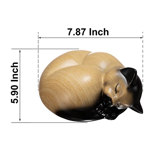 Small Animal Urn - Sleeping Resin Cat Urn for Ashes (Khaki) - color: Khaki