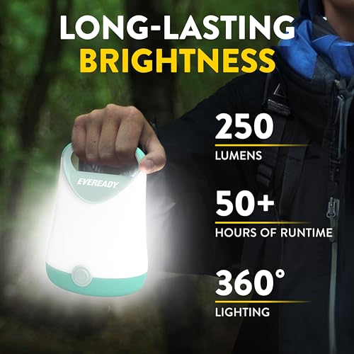 Eveready LED Camping Lantern X-250 (2-Pack), Super Bright Tent Lights, Rugged Water Resistant LED Lanterns, 100 Hour Run-time (Batteries Included), Teal - color: Teal, size: 2-Pack