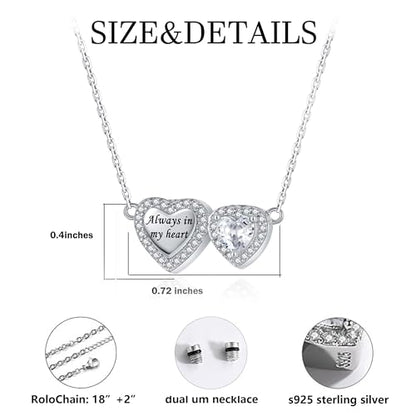 Sterling Silver Dual Infinity Urn Necklace for Women: Double Heart Cremation Necklaces Jewelry Hold Two Ashes - Infinity Memorial Keepsakes Pendant Jewelry Gifts for Loved Ones - color: Double-Heart