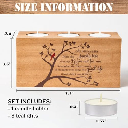 Sympathy Bereavement Gift for Loss of Loved One - Memorial Candle Holders - Handcrafted Wooden Keepsake with Poem - Condolence for Loss of Mother, Father (A Limb) - color: A Limb