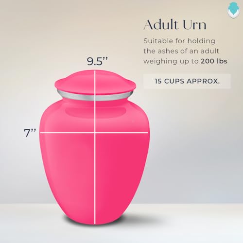 Embrace Adult Personalized Doves Cremation Urns for Human Ashes I Large Picture Bright Pink Funeral Urn for Adult Men and Women with Double Side Engraving I 200 lbs - color: _Bright Pink (Double Sided)