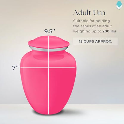Geturns Embrace Adult Personalized Doves Cremation Urns for Human Ashes I Large Picture Bright Pink Funeral Urn for Adult Men and Women with Double Side Engraving I 200 lbs - color: _Bright Pink (Double Sided)