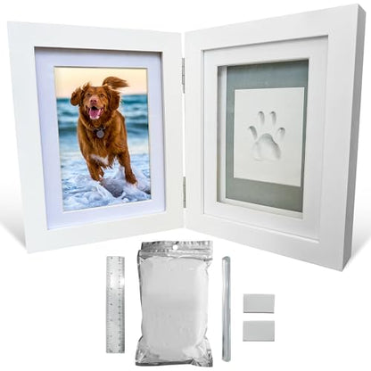 Green Pollywog Paw Print Hinged Photo Frame with Clay Print Kit - size: Clay Paw Print Kit + Frame