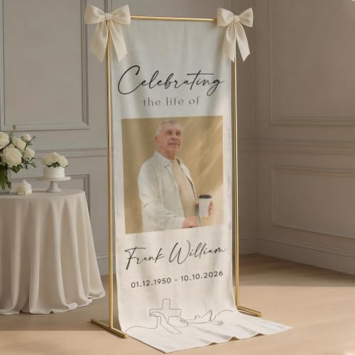 Personalized Celebrating The Life Of Welcome Sign, Funeral Fabric Banner #3 - color: Design 3
