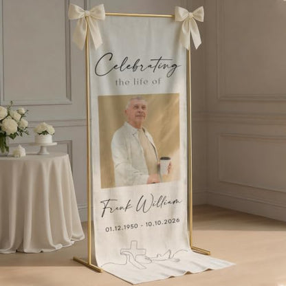 Personalized Celebrating The Life Of Welcome Sign, Funeral Fabric Banner #3 - color: Design 3