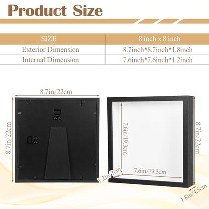 4 Pack Shadow Box Frames, 8 x 8 Inches Square Artificial Board Shadow Boxes Display Case, Black 3D Picture Frames for Photos, Dried Flowers, Wall Mounted Handicraft Photo Frame - color: Black, size: 8X8