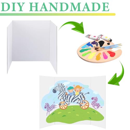 LonlyEagle Trifold Poster Board, 24" x 16", 3-Pack, White Corrugated Project Boards for Science Fairs, School Projects, Event Displays