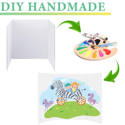 LonlyEagle Trifold Poster Board, 24" x 16", 3-Pack, White Corrugated Project Boards for Science Fairs, School Projects, Event Displays