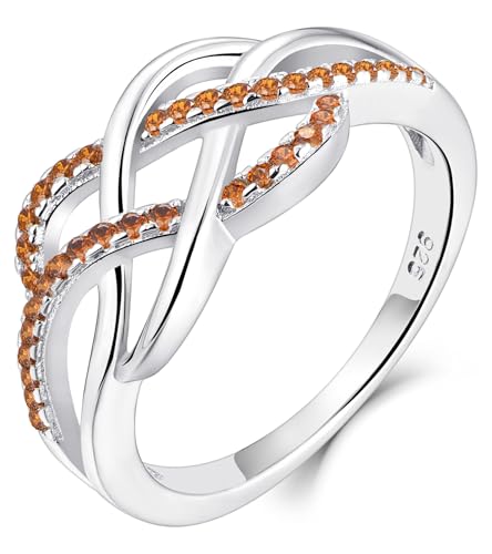 YL Celtic Knot Rings 925 Sterling Silver Twisted Knot Ring Birthstone Infinity Statement Jewelry for Women-size5 - color: 01-garnet-Jan