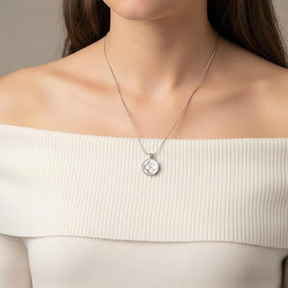 Cremation Urn Necklaces for Ashes, Round Stainless Steel Memorial Jewelry Keepsake Pendant for Women Men, Decorative Four-Leaf Clover Touch - style: Love