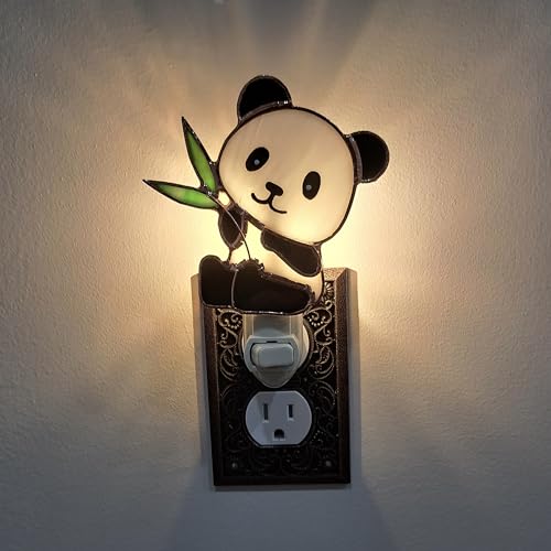 Gift Essentials Panda Plug-in Night Light - Stained Glass Nightlight | Panda Stained Glass Plug-in Nightlight with On/Off Rocker Switch. Includes One 4-Watt Replaceable Warm-Glow Bulb. - color: Panda