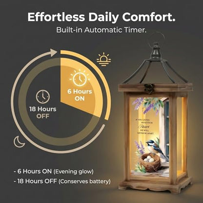 The Bridge Collection - Never Be Apart Flameless LED Candle Lantern with Timer - Commemorative Indoor Home Decor Accent - Sympathy Gift for Lost Loved One