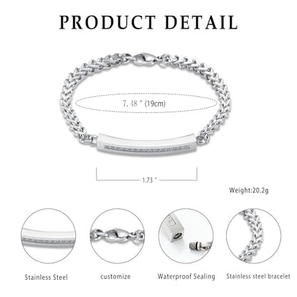 Cremation Urn Cuff Bracelet for Ashes Stainless Steel Crystal Cube Cremation Bangle Keepsake Ashes Jewelry - color: Steel