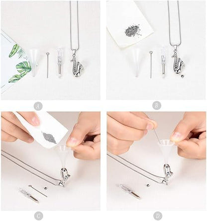 memorial jewelry Music Urn Saxophone Horn Chain Necklace Cremation Ash Keepsake Pendant - color: Z-Customize