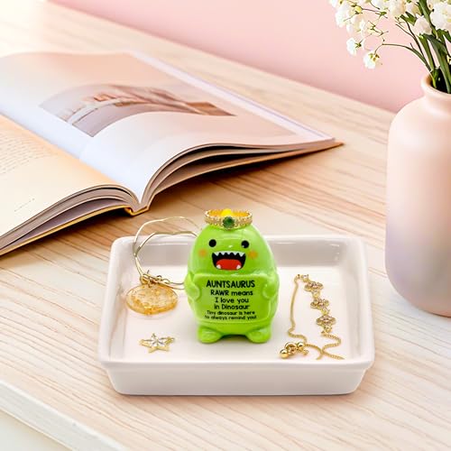 Funny Gift for Aunt Mothers Day Aunt Gifts from Niece Nephew - Auntsaurus Ring Holder for Jewelry Rings Earrings Necklace Bracelets Organizer, Mothers Day Birthday Christmas Gift for Auntie - style: Auntsaurus