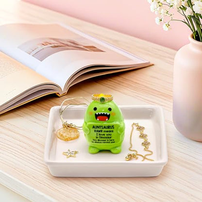 Funny Gift for Aunt Mothers Day Aunt Gifts from Niece Nephew - Auntsaurus Ring Holder for Jewelry Rings Earrings Necklace Bracelets Organizer, Mothers Day Birthday Christmas Gift for Auntie - style: Auntsaurus
