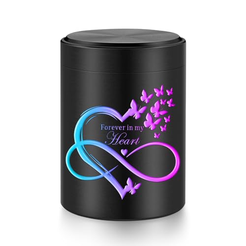 SOITIS Small Urn for Human Ashes Keepsake 2.6 inch Aluminum Urn for Ashes, Keepsake Mini Urn for Human Ashes Memorial Funeral Urn - Black - color: Black